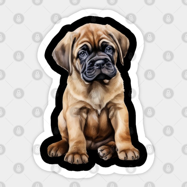 Puppy  English Mastiff Sticker by DavidBriotArt